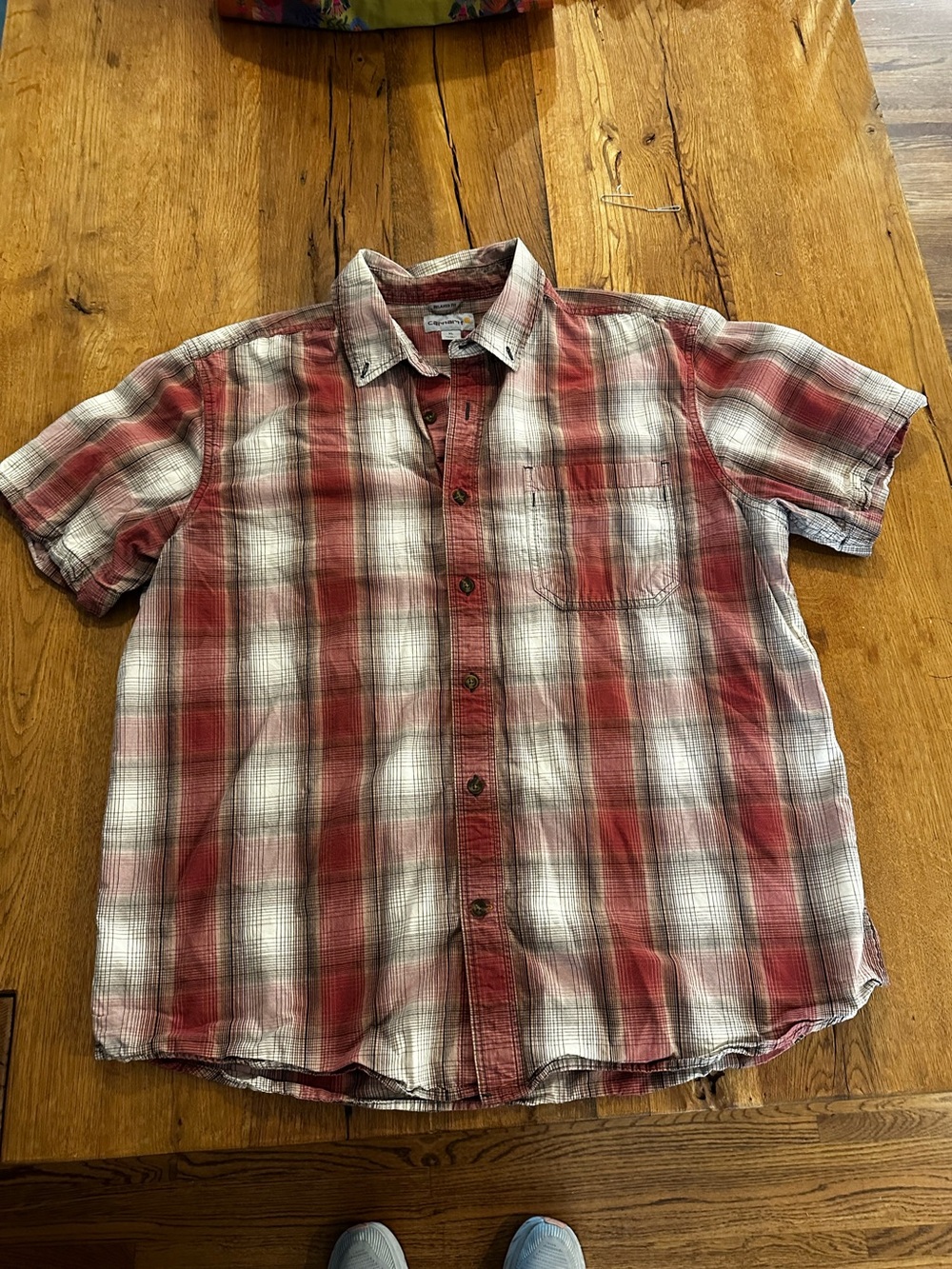 Carhartt lightweight plaid button down shirt